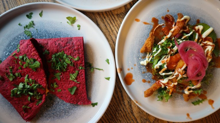 Two items from the new sharer plates menu at the Bobbin Aberdeen, feta quesadilla and  calamari